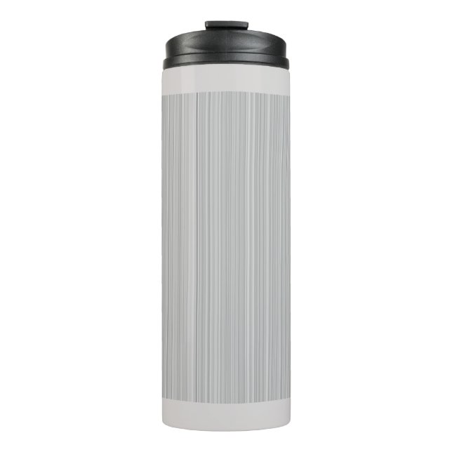 Light Gray And White Stripes Chic Thermal Tumbler (Front)