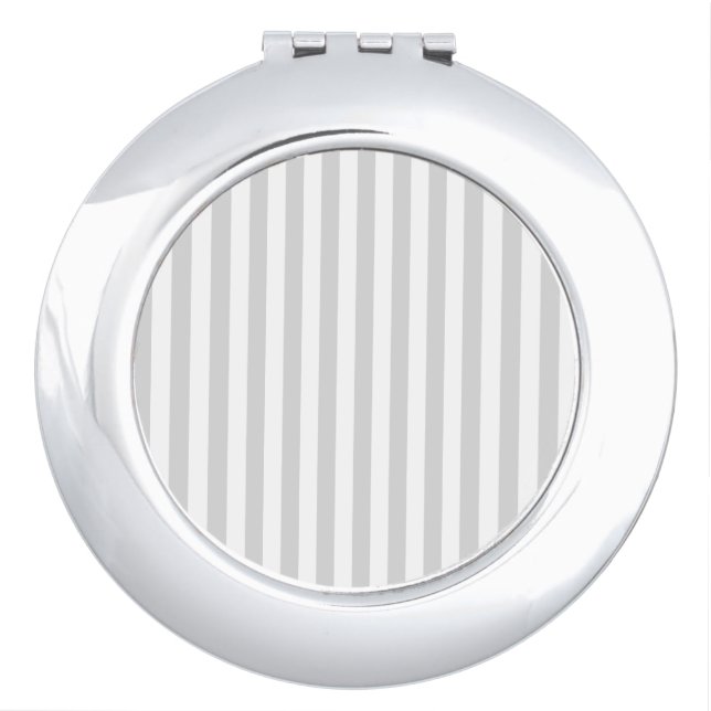 Light Gray and White Stripes Compact Mirror (Front)