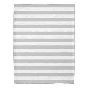 Light Gray and White Stripes Duvet Cover