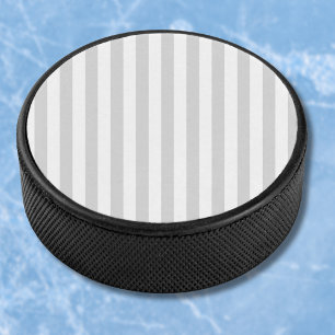 Light Gray and White Stripes Hockey Puck