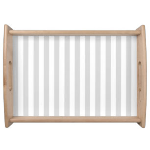 Light Gray and White Stripes Serving Tray