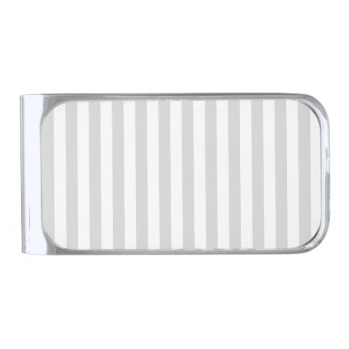 Light Gray and White Stripes Silver Finish Money Clip