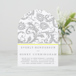 Light Gray and Yellow Damask Wedding Invitation