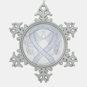 Light Gray Awareness Ribbon Angel Ornament