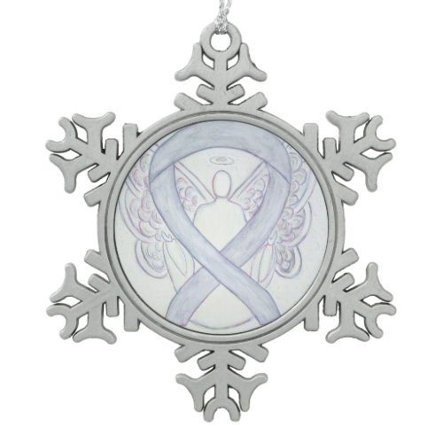Light Gray Awareness Ribbon Angel Ornament