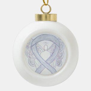 Light Gray Awareness Ribbon Angel Ornaments