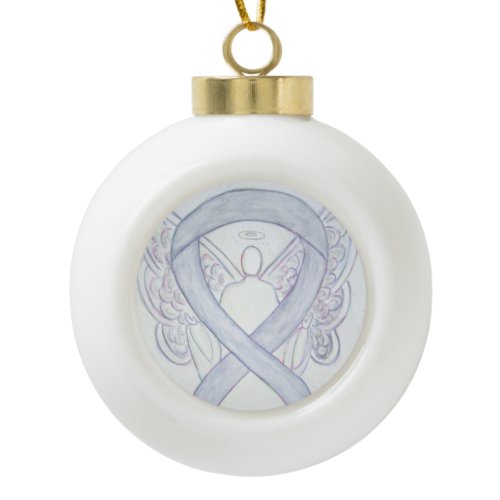 Light Gray Awareness Ribbon Angel Ornaments
