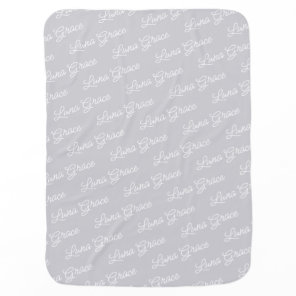 Light Gray Baby Girl Boy Personalized Name Custom Blanket