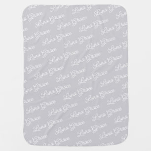 Light Gray Baby Girl Boy Personalized Name Custom Blanket