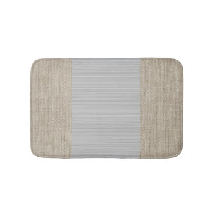 Light gray beige burlap horizontal stripes mat