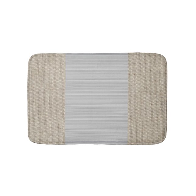 Light gray beige burlap horizontal stripes mat (Front)