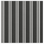[ Thumbnail: Light Gray & Black Stripes/Lines Pattern Fabric ]