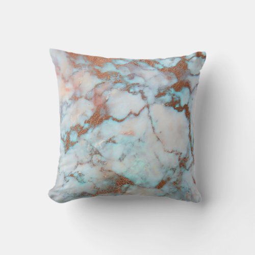 Light Gray Blue And Brown Marble Throw Pillow