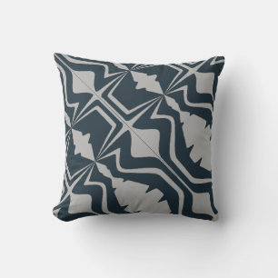 Light Gray Bold Diagonal Sound Waves on Navy Throw Pillow