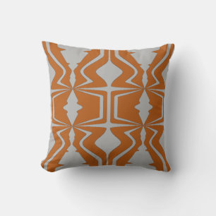 Light Gray Bold Large Sound Wave Designs on Orange Throw Pillow
