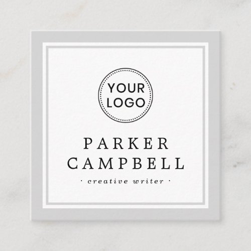 Light gray border custom logo elegant minimalist square business card
