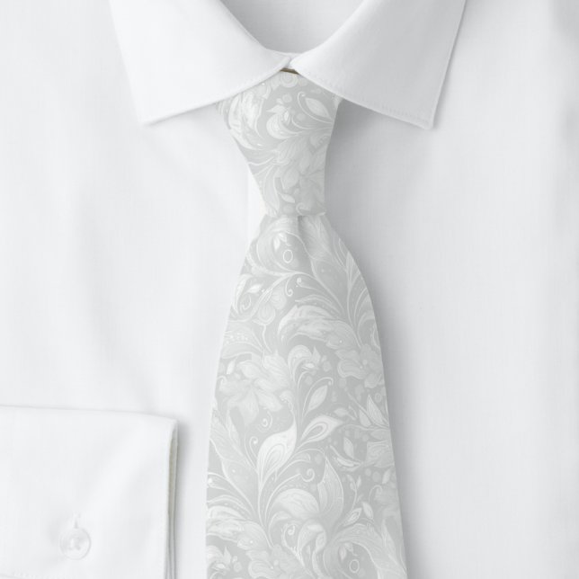 Light Gray Botanical Batik Neck Tie (Creator Uploaded)