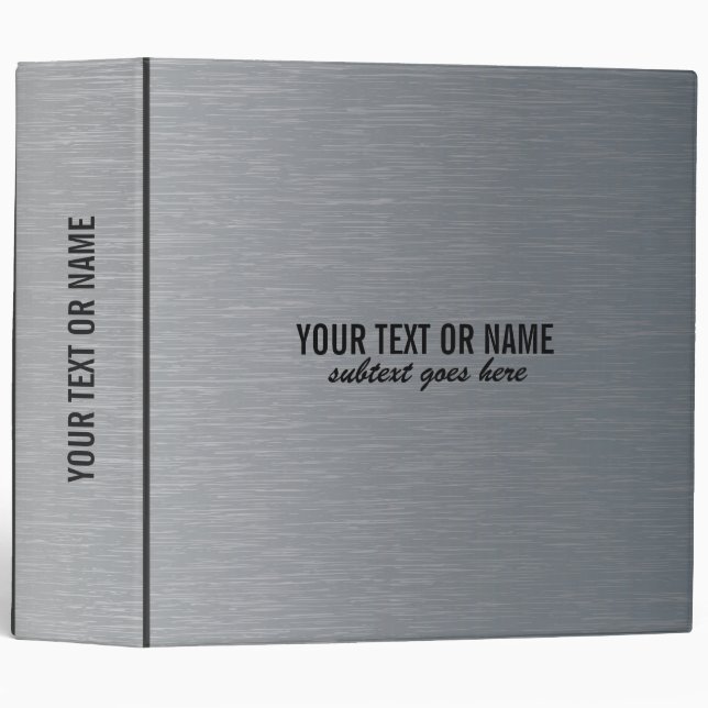 Light Gray Brushed Aluminum Metal Pattern-Template Binder (Front/Spine)