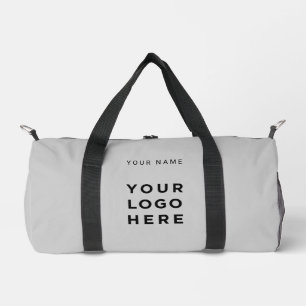 Light Gray Business Logo Name Instagram Fitness Duffle Bag