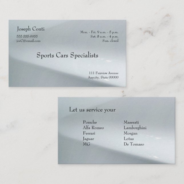 Light gray car exterior business card (Front/Back)