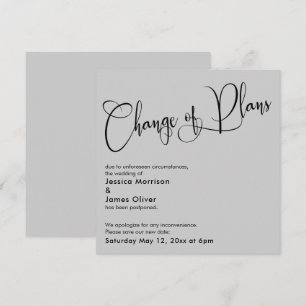 Light Gray Change of Plans Postponed Wedding Card