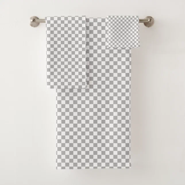 Light Gray Check Pattern Bath Towel Set | Zazzle