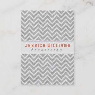 Light Gray Chevron Pattern Faux Linen Texture Business Card