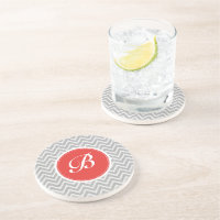 Light Gray Chevron Pattern Linen Texture Monogram