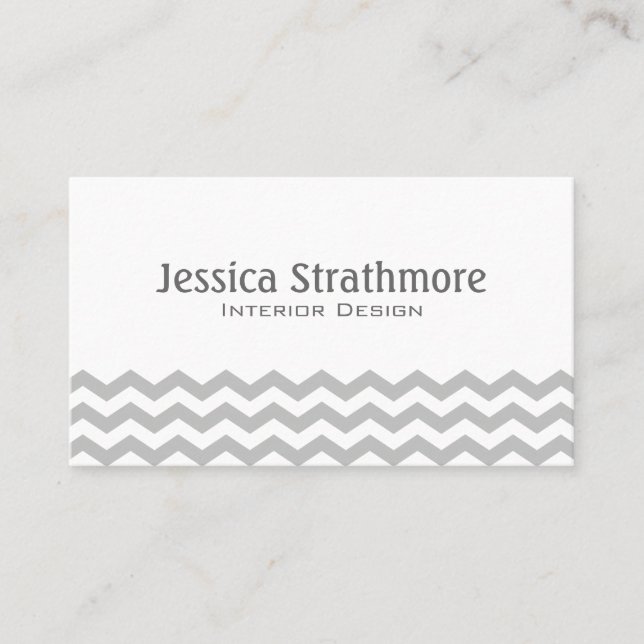Light Gray Chevron Stripes Pattern Business Card (Front)