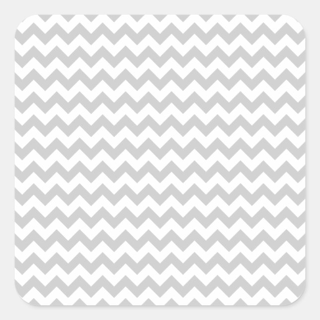 Light Gray Chevron (thin lines) Pattern Square Sticker (Front)