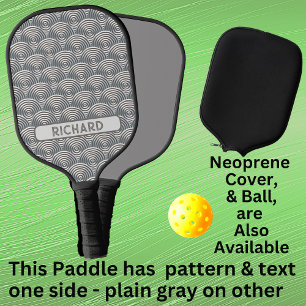 Light Gray Circle Geometric, Add Name or Monogram Pickleball Paddle