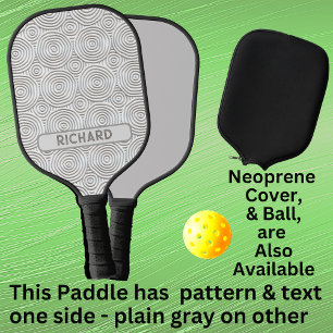 Light Gray Circle Geometric, Add Name or Monogram Pickleball Paddle