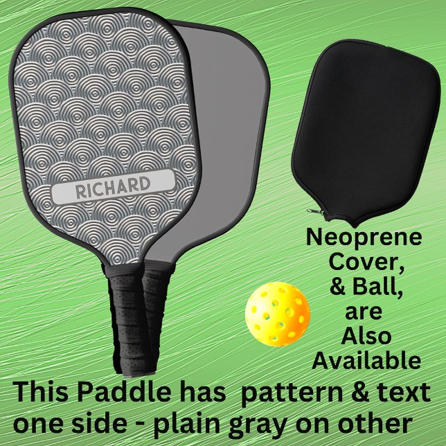 Light Gray Circle Geometric, Add Name or Monogram  Pickleball Paddle (Creator Uploaded)