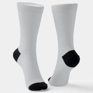 light gray crew socks with black toe and heel