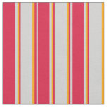 [ Thumbnail: Light Gray, Crimson & Orange Stripes Fabric ]