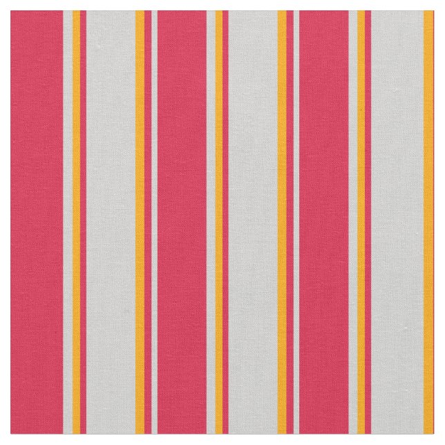 Light Gray, Crimson & Orange Stripes Fabric (Close Up)