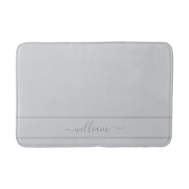 Light Gray Custom Name Bath Mat (Front)