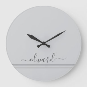 Light Gray Custom Name Large Clock