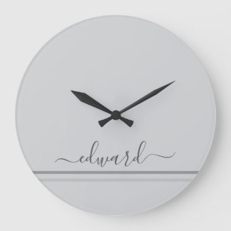 Light Gray Custom Name Large Clock