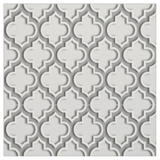 Light Gray, Dark Gray Moroccan Quatrefoil #5DS Fabric