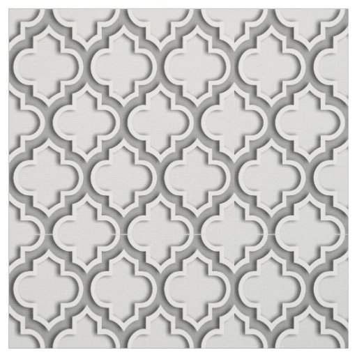 Light Gray, Dark Gray Moroccan Quatrefoil #5DS Fabric
