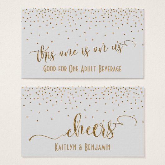 Light Gray Drink Tickets with Gold Confetti (Front & Back)