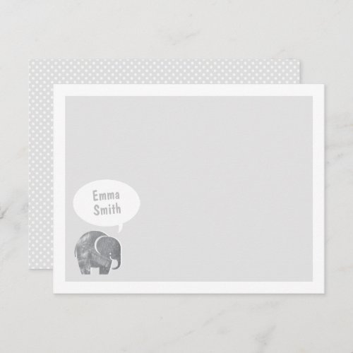Light Gray Elephant Kids Personal Stationery Invitation