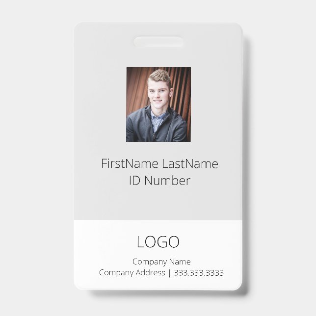 Light Gray Employee ID Badge with Barcode (Front)