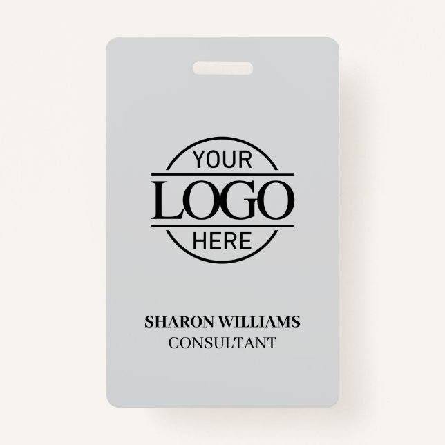 Light Gray Employee ID with Custom Business Logo Badge (Front)