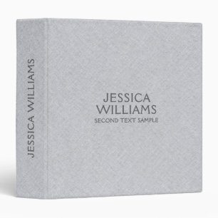 Light Gray Fabric Texture Gray Typography 3 Ring Binder