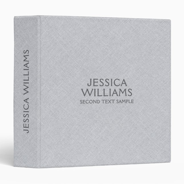 Light Gray Fabric Texture Gray Typography 3 Ring Binder (Front/Spine)