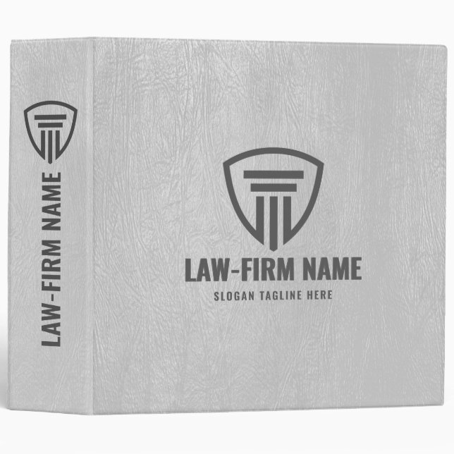 Light-Gray Faux Leather Law Office Logo 3 Ring Binder (Front/Spine)