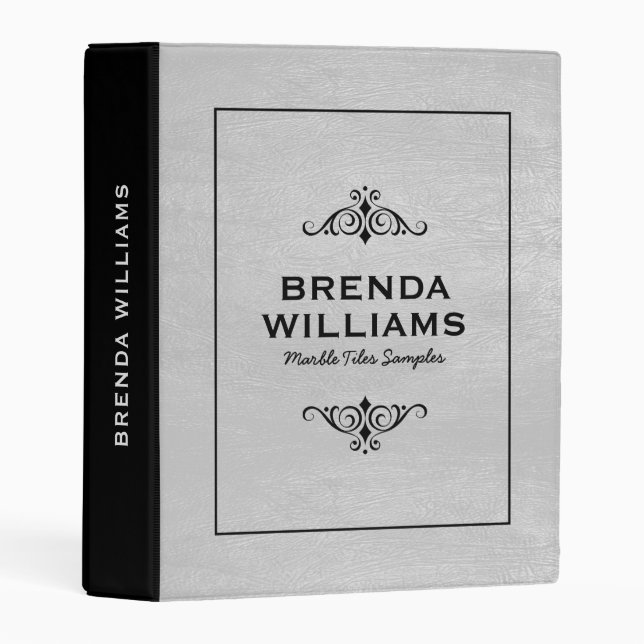 Light gray faux leather mini binder (Front/Spine)