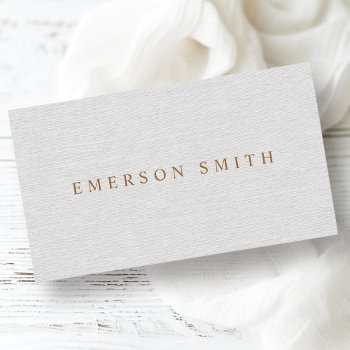 Light Gray Faux Linen Minimalist Professional Business Card by TheStationeryShop at Zazzle